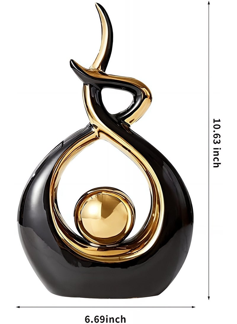 ALMiHomi Modern Abstract Ceramic Statue Home Decor – Black & Gold Table Sculpture for Living Room, Office & Dining Table Centerpiece, Luxury Decorative Figurine - Image 5